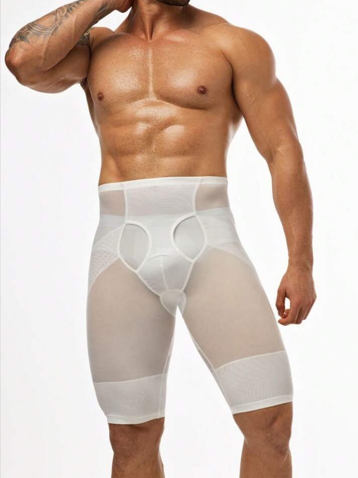 Men's High-Waist Compression Shapewear Shorts – Seamless Tummy Control Body Shaper